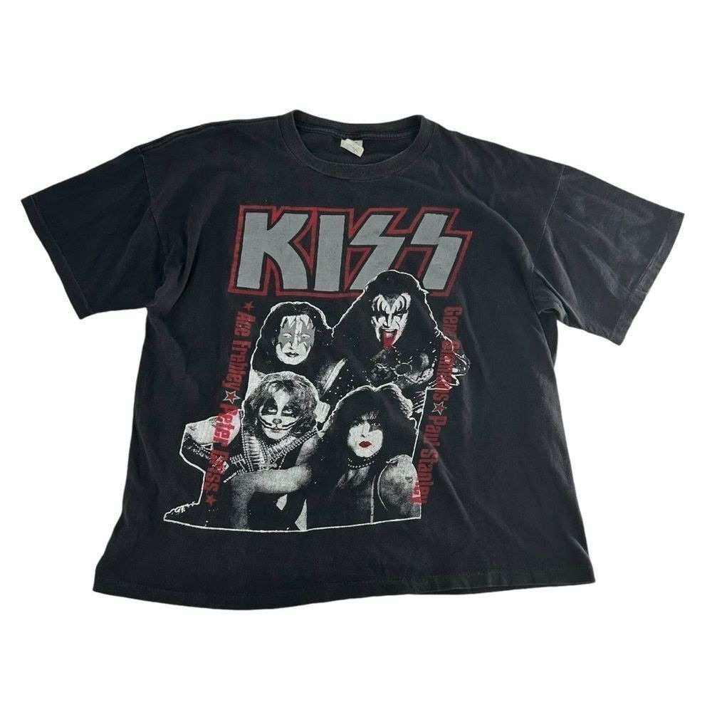 Vintage Kiss Shirt Mens XL Black 90s 1996 1997 Worldwide Tour Band Tee Concert